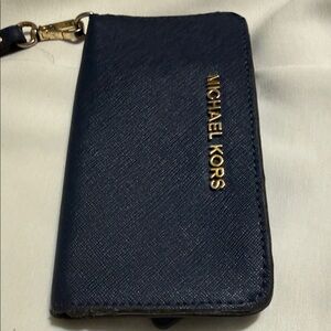 Michael Kors Navy Wallet with Gold Accents